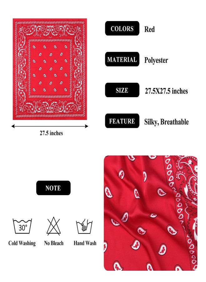 VBAEI 1 Pcs 27.5 Inches Satin Head Scarf Silk Like Stain Bandana Sleeping Hair Wrap Hair Scarf for Women(Red) - Image 2
